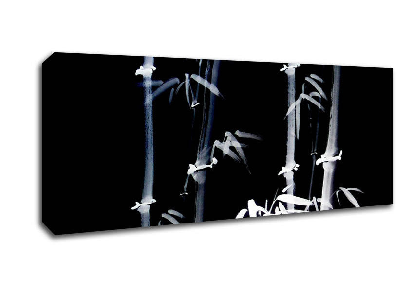 Picture of Bamboo White On Black Panoramic Canvas Wall Art