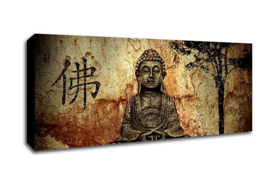 Picture of Buddha Retro Tree Panoramic Canvas Wall Art