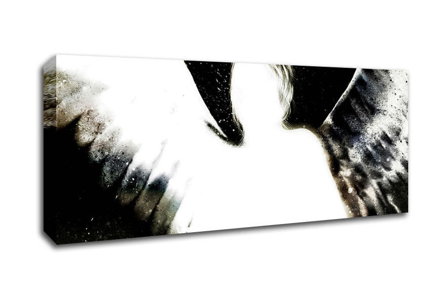 Picture of Angels In The Night White On Black Panoramic Canvas Wall Art