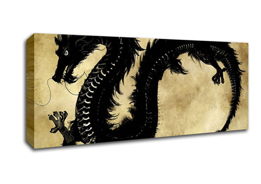 Picture of Chinese Black Dragon Panoramic Canvas Wall Art