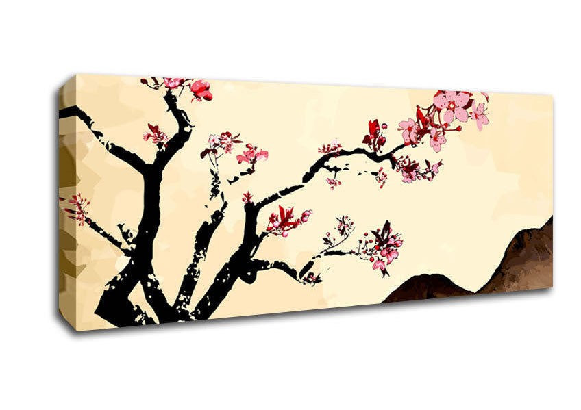 Picture of Cherry Blossom Brown Panoramic Canvas Wall Art