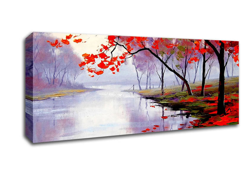 Picture of Autumn Lake Panoramic Canvas Wall Art