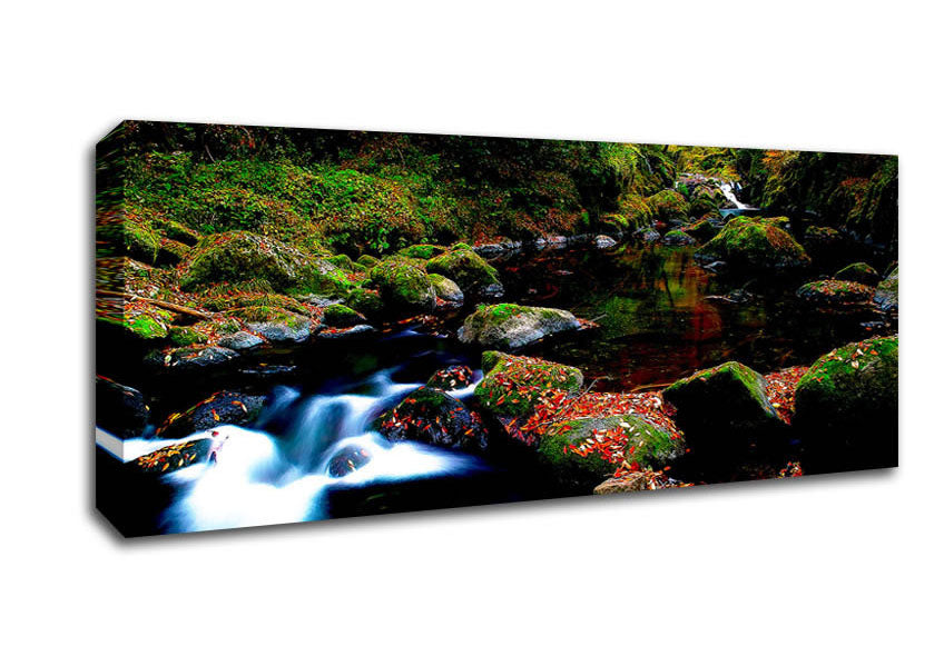 Picture of Autumn Forest River Panoramic Canvas Wall Art