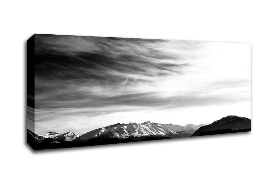 Picture of Mountain Scenery Black And White Panoramic Canvas Wall Art