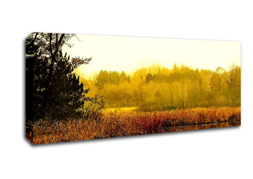 Picture of Lake In The Morning Sun Panoramic Canvas Wall Art