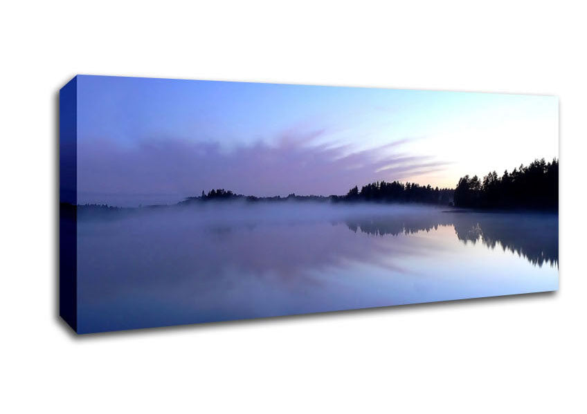 Picture of Tranquil Blue Morning Lake Panoramic Canvas Wall Art