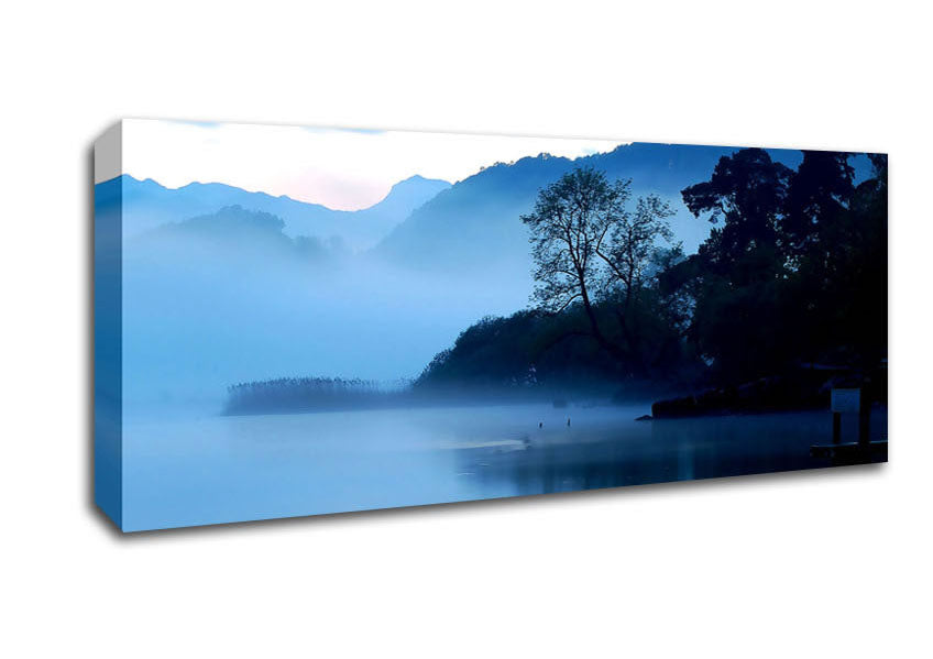 Picture of Early Morning Blue Lake Panoramic Canvas Wall Art