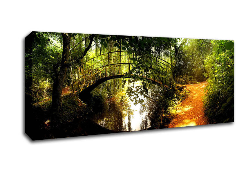 Picture of Arched Bridge Reflections Panoramic Canvas Wall Art