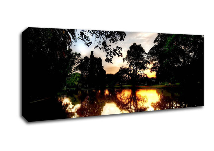 Picture of Sunset Reflection On Water Panoramic Canvas Wall Art