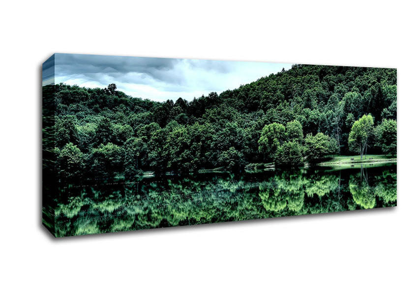 Picture of Forest Lake Reflection Panoramic Canvas Wall Art