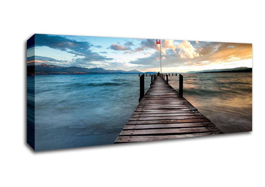 Picture of Lake Pontoon At Dusk Panoramic Canvas Wall Art