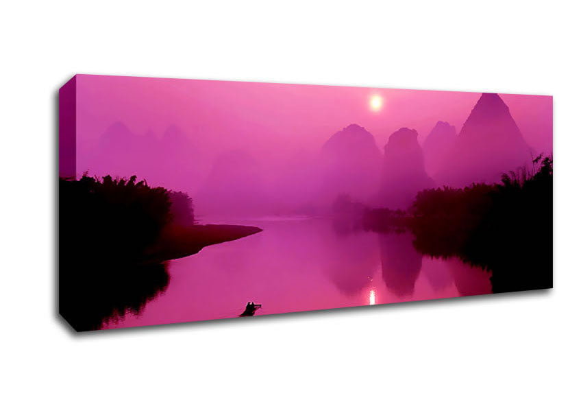 Picture of Pink Paradise Lake Panoramic Canvas Wall Art