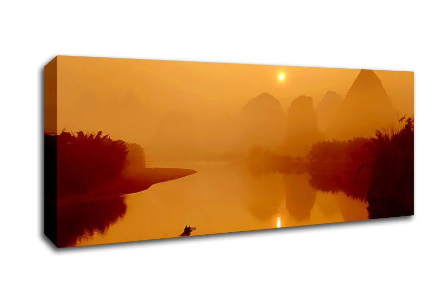 Picture of Golden Paradise Lake Panoramic Canvas Wall Art