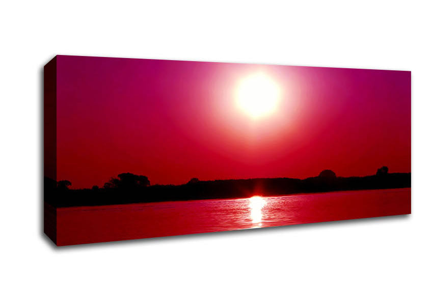 Picture of Pink Lake Sun Panoramic Canvas Wall Art