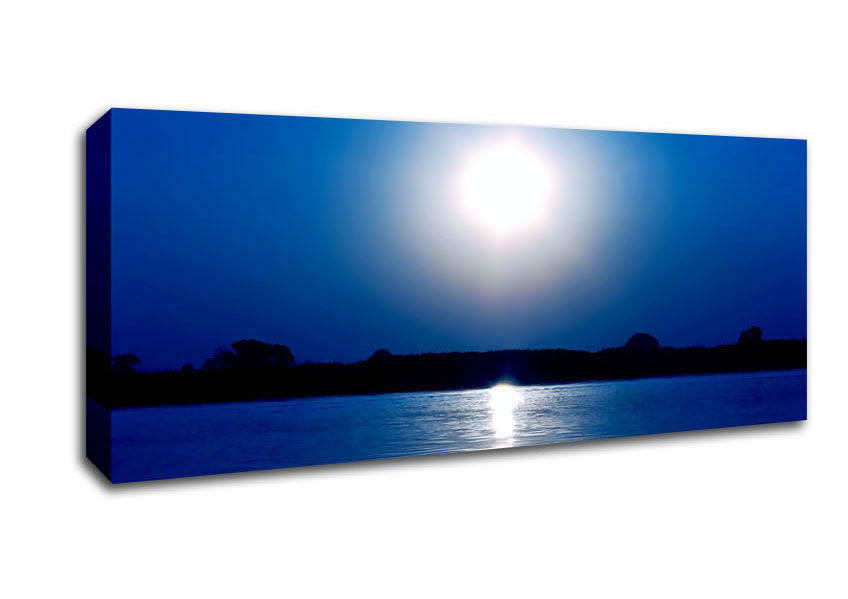 Picture of Blue Lake Sun Panoramic Canvas Wall Art