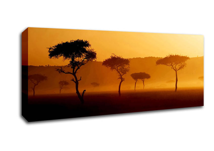 Picture of Misty Sunrise Lake Panoramic Canvas Wall Art