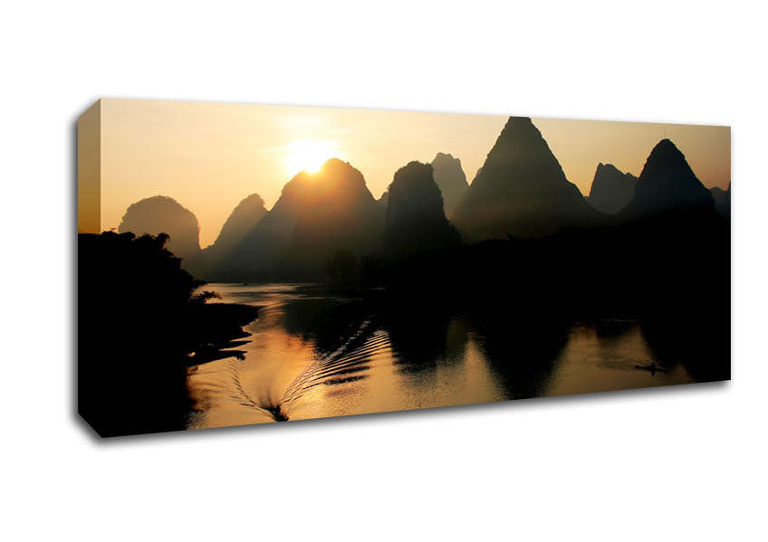 Picture of Sunrise Reflections Panoramic Canvas Wall Art