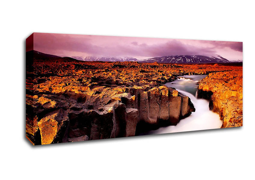 Picture of Sunrise Over Mountain Stream Panoramic Canvas Wall Art