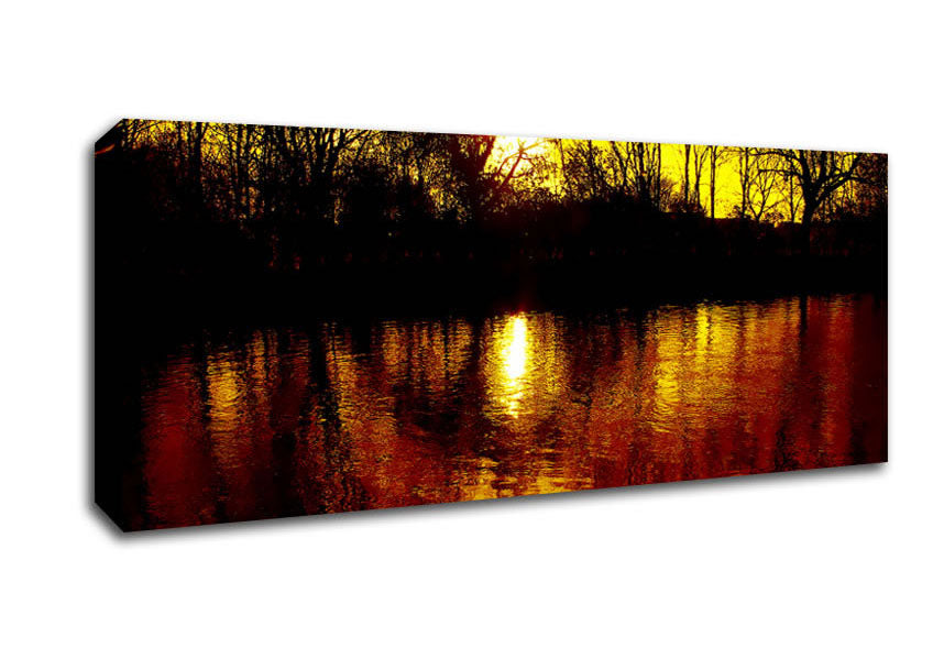 Picture of The Lake At Dusk Panoramic Canvas Wall Art