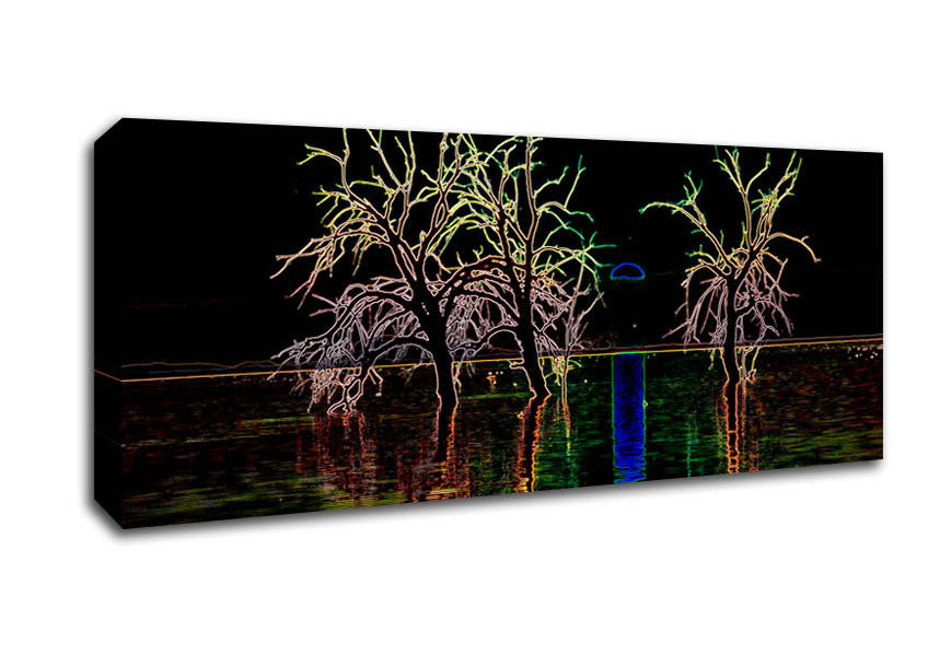 Picture of Abstract Neon Landscape 15 Panoramic Canvas Wall Art