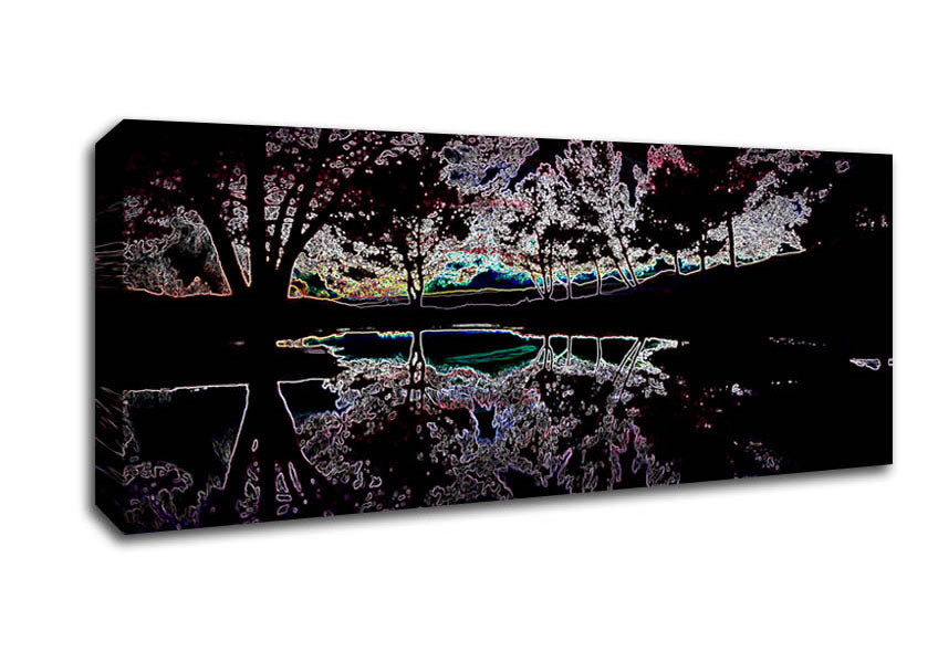 Picture of Abstract Neon Landscape 13 Panoramic Canvas Wall Art