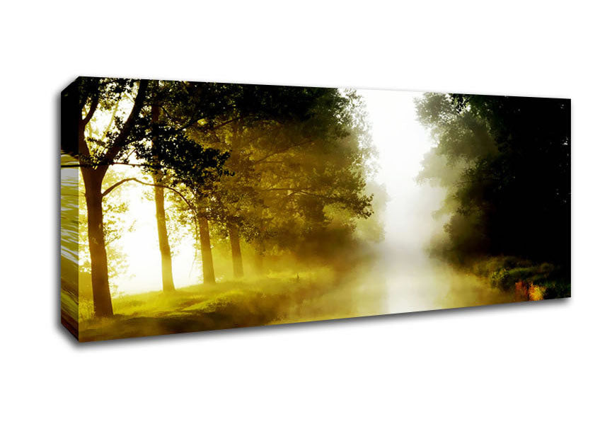 Picture of Misty Morning Lake Panoramic Canvas Wall Art