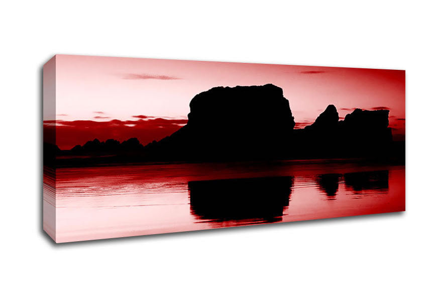 Picture of Moon Reflections Red Panoramic Canvas Wall Art