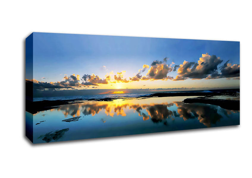 Picture of Golden Cloud Reflections Panoramic Canvas Wall Art