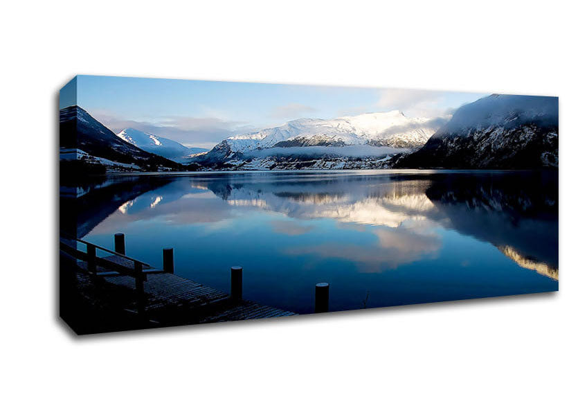 Picture of Blue Lake Calm Panoramic Canvas Wall Art