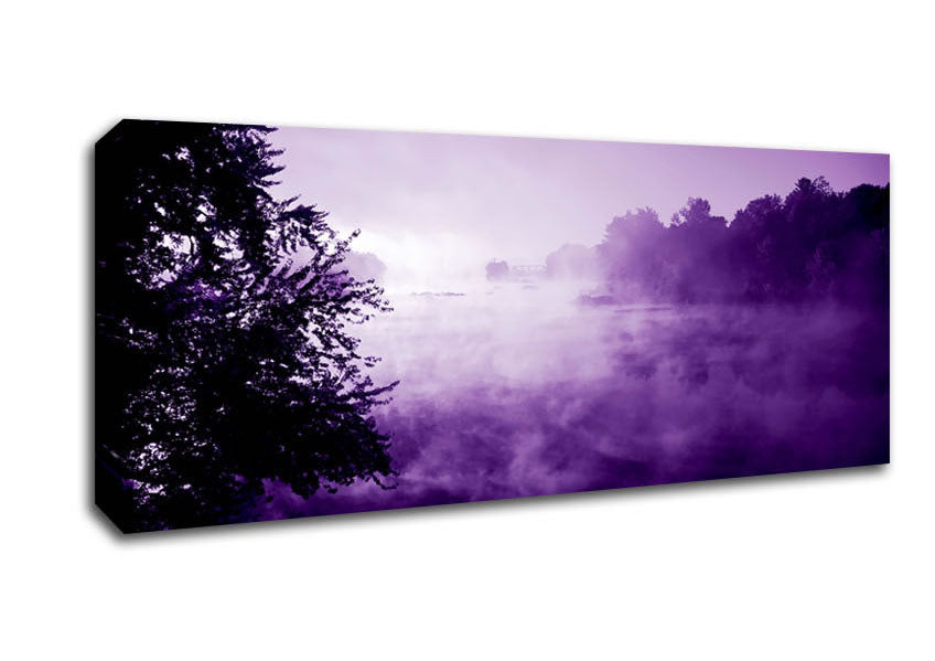 Picture of Purple Misty Lake Panoramic Canvas Wall Art