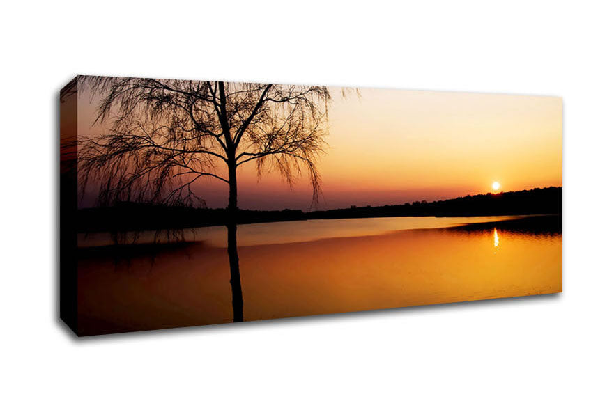 Picture of Peaceful Lake At Dawn Panoramic Canvas Wall Art