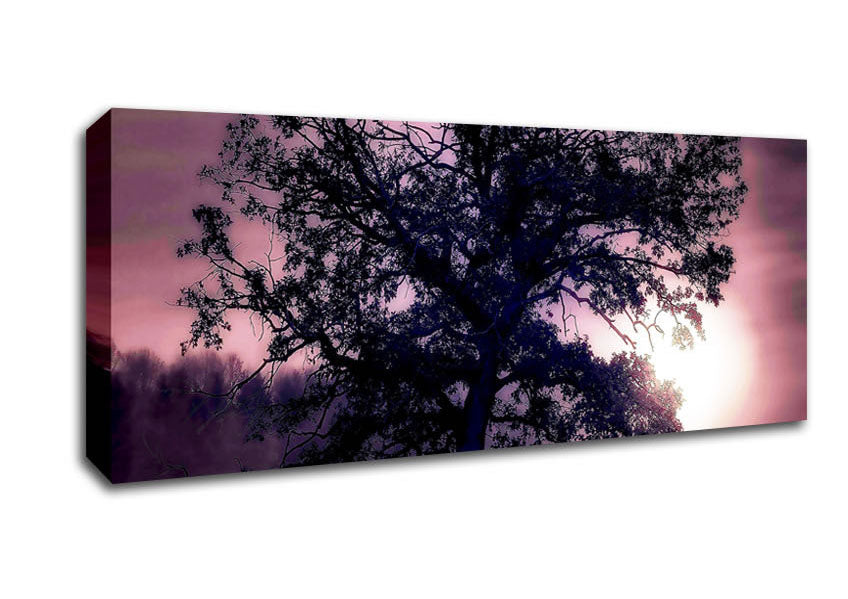 Picture of Tree Under Full Moon Panoramic Canvas Wall Art