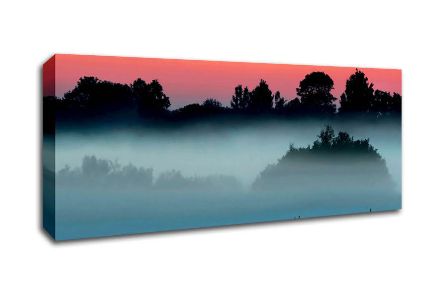 Picture of English Countryside Mist Panoramic Canvas Wall Art