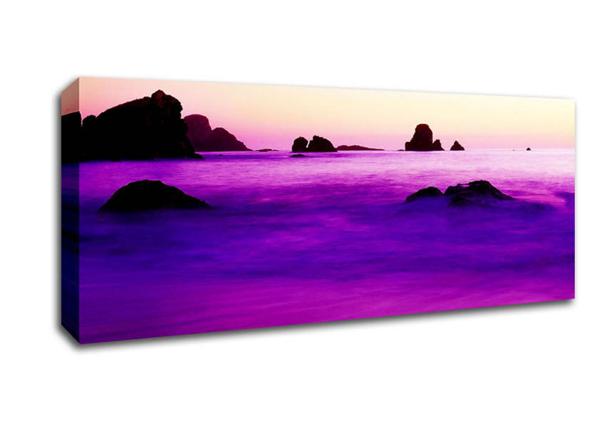 Picture of Purple Mist Of The Ocean Panoramic Canvas Wall Art