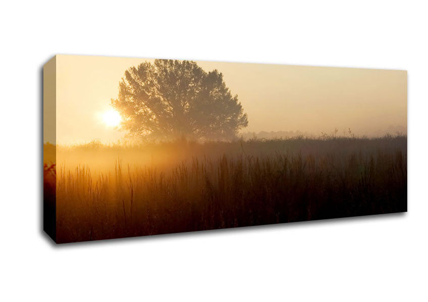 Picture of Yorkshire Dales Sunset Mist Panoramic Canvas Wall Art