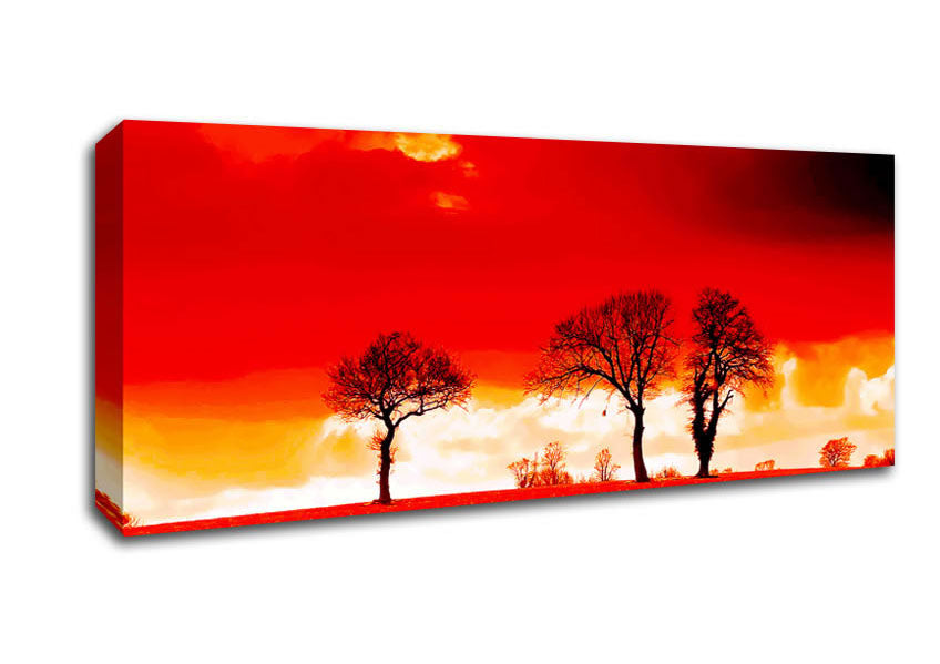 Picture of Red Sky Blaze Panoramic Canvas Wall Art