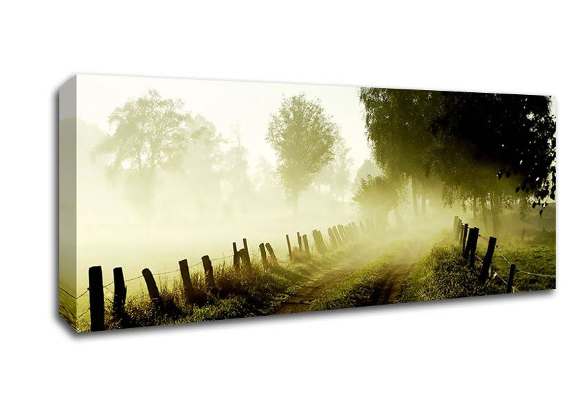 Picture of Country Lane Mist Panoramic Canvas Wall Art