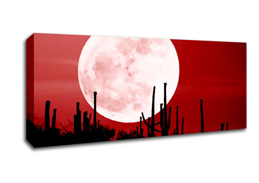 Picture of Red Cactus Moon Panoramic Canvas Wall Art