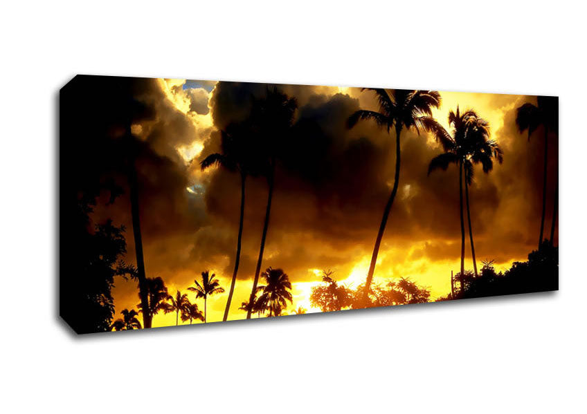 Picture of Palmtrees In The Clouds Panoramic Canvas Wall Art