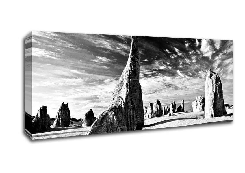 Picture of Desert Architecture Skies B n W Panoramic Canvas Wall Art