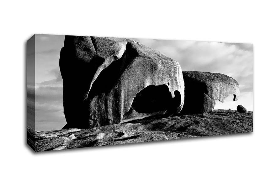 Picture of Boulders On Top Of The World B n W Panoramic Canvas Wall Art