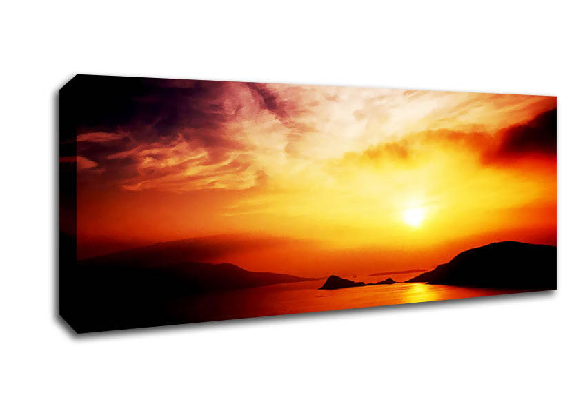 Picture of Blazing Sun Cloud Ocean Panoramic Canvas Wall Art