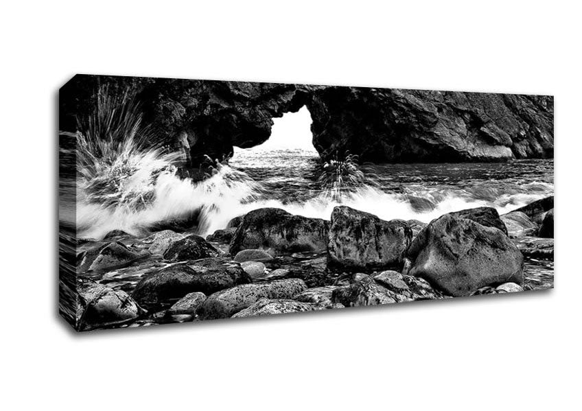 Picture of Oceans Gateway B n W Panoramic Canvas Wall Art