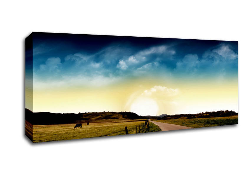 Picture of Stunning Country Road Skies Panoramic Canvas Wall Art