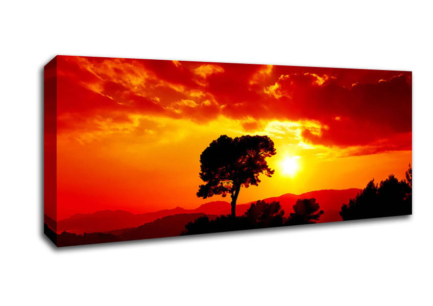 Picture of Orange Cloud Sunburst Panoramic Canvas Wall Art