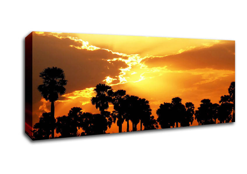 Picture of Orange Sun Clouds Panoramic Canvas Wall Art