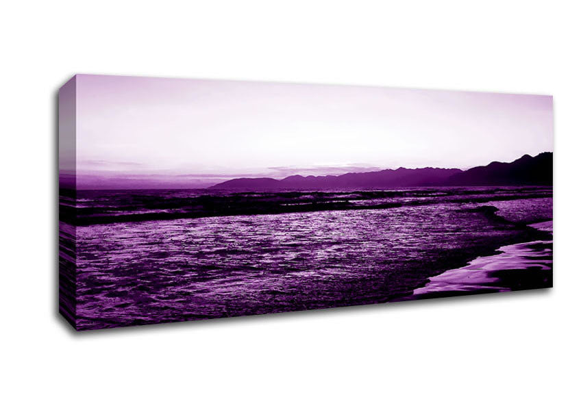 Picture of Purple Ocean At First Light Panoramic Canvas Wall Art