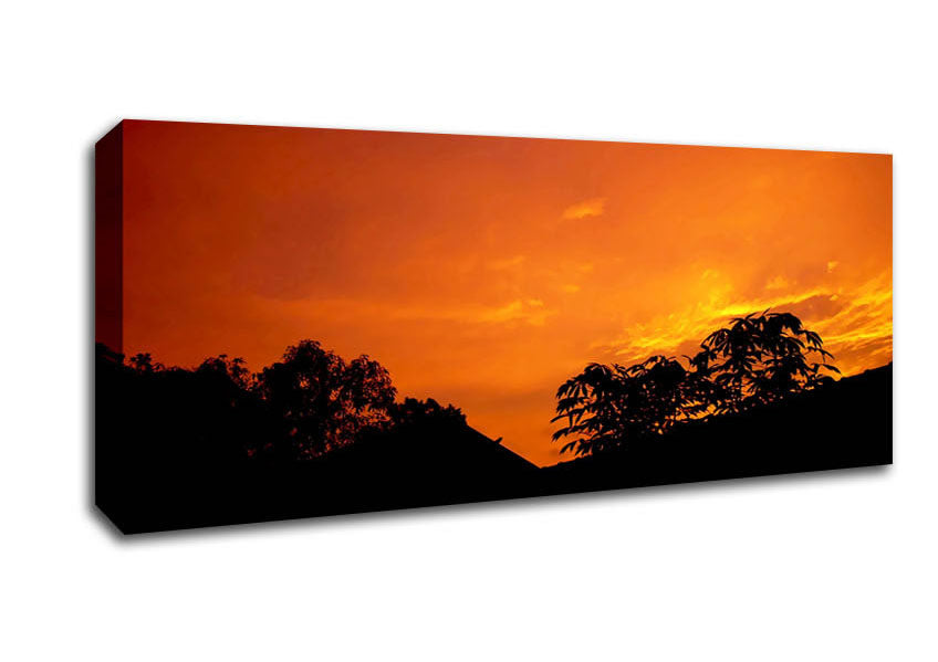 Picture of Orange Skys Over Forest Panoramic Canvas Wall Art