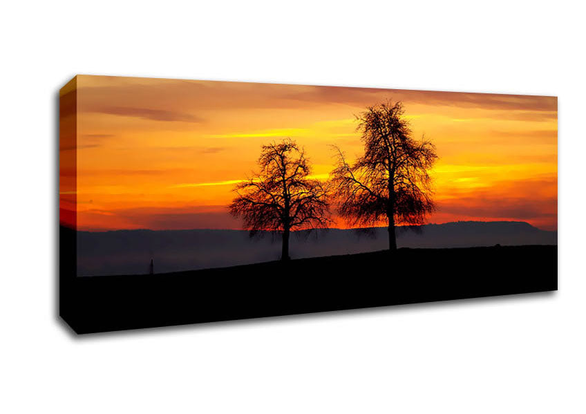 Picture of English Countryside At Daybreak Panoramic Canvas Wall Art