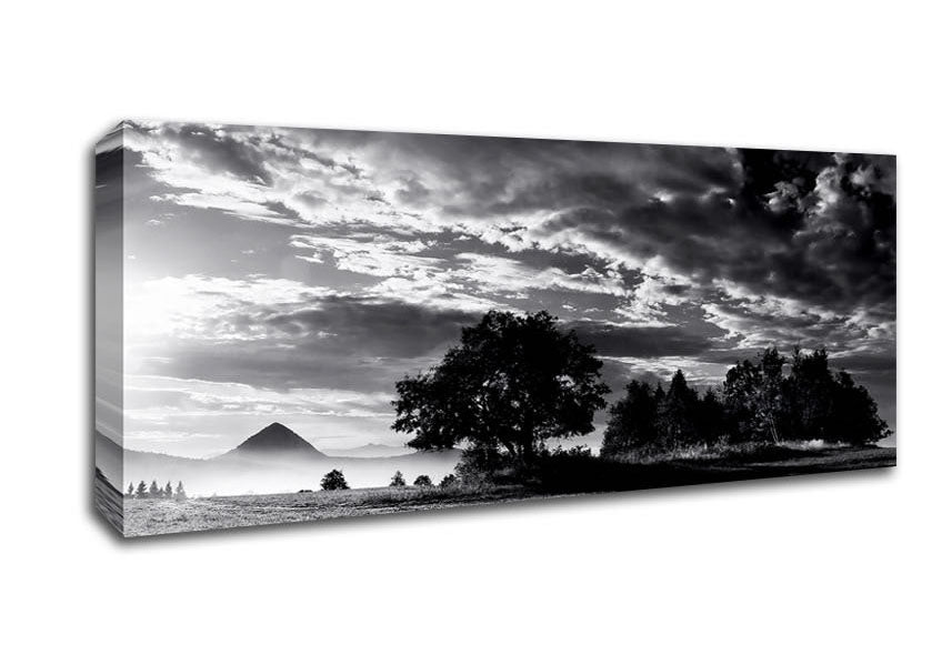 Picture of Countryside Retreat B n W Panoramic Canvas Wall Art